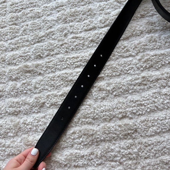 Black Leather Belt 46 inch with Silver Buckle - Picture 5 of 5